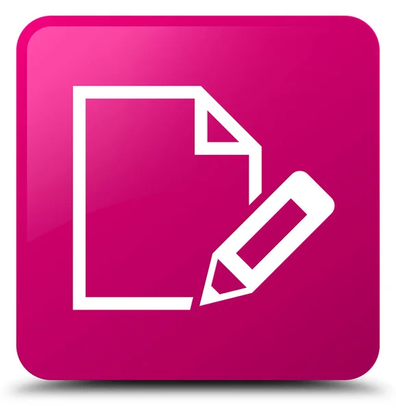 编辑文档图标粉红色方形按钮 — 图库照片