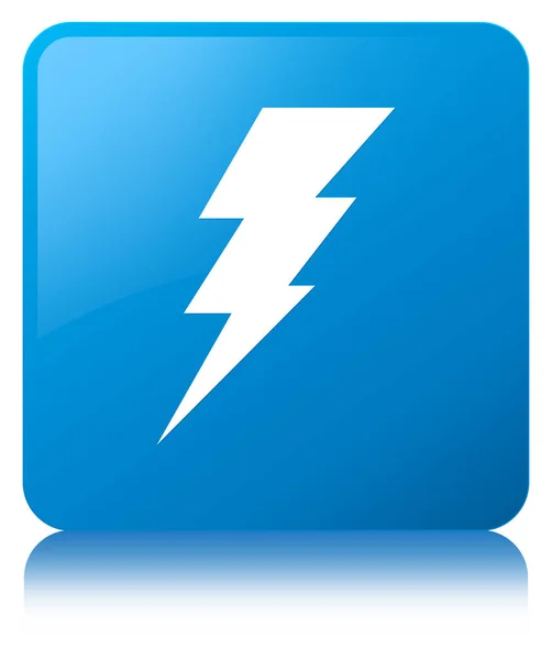 Ícone de eletricidade botão quadrado azul ciano — Fotografia de Stock