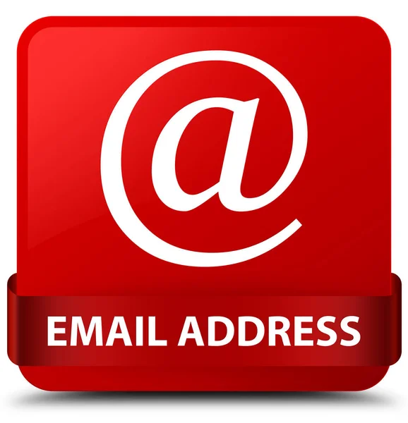 Адрес электронной почты Красная квадратная кнопка красная лента в середине — стоковое фото