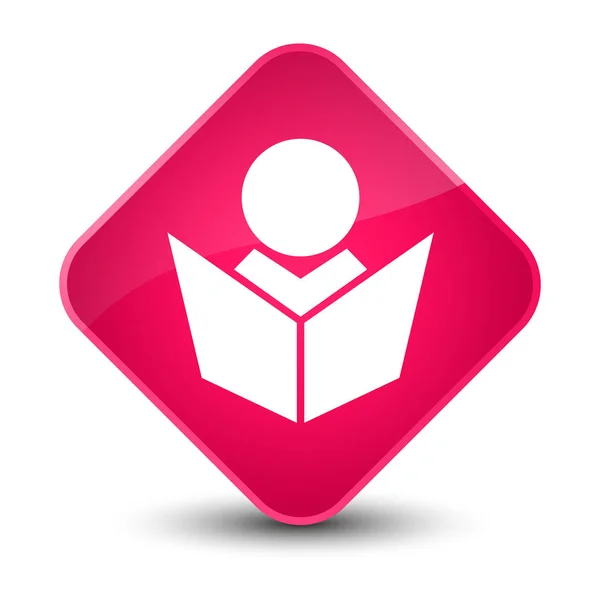 Icono de aprendizaje elegante botón de diamante rosa —  Fotos de Stock