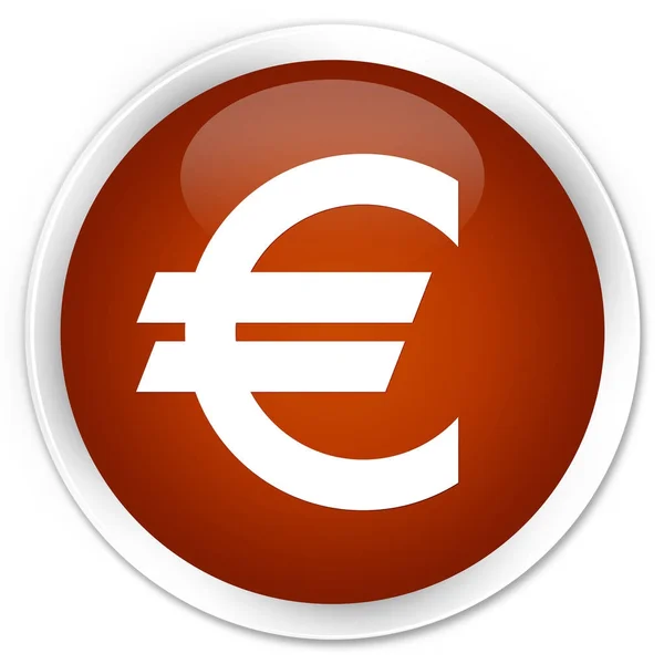 Euro jel ikon prémium barna, kerek gomb — Stock Fotó