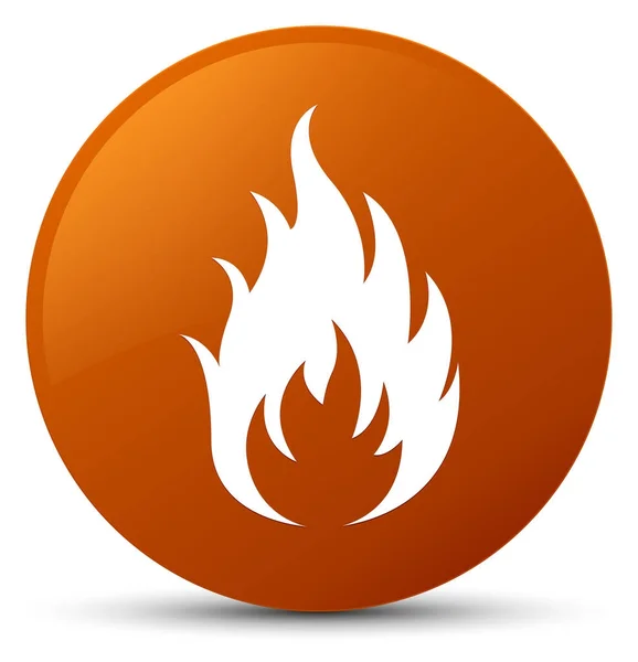 Tűz ikon barna, kerek gomb — Stock Fotó