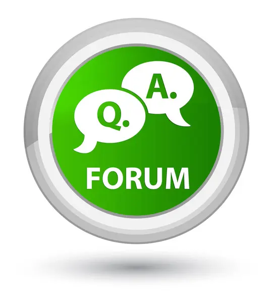 Foro (pregunta respuesta burbuja icono) prime green botón redondo — Foto de Stock