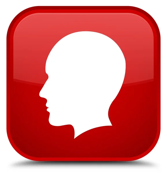 Head férfi arca ikon különleges piros négyzet gomb — Stock Fotó
