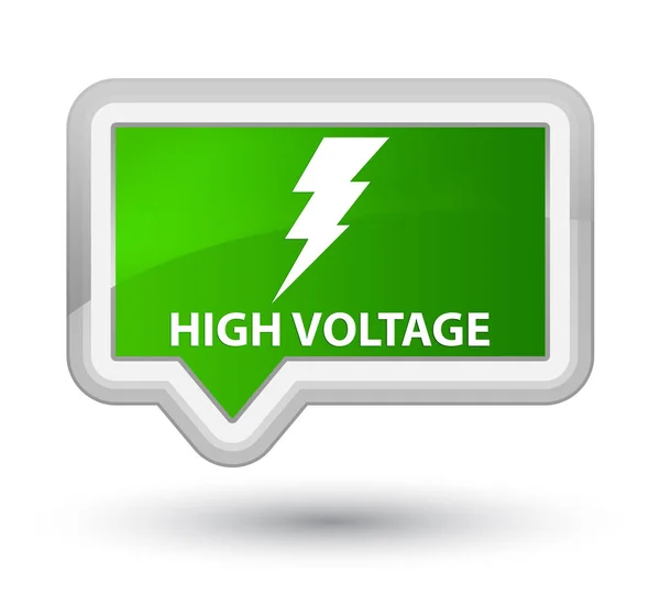 높은 전압 (전기 아이콘) 주요 녹색 배너 버튼 — 스톡 사진