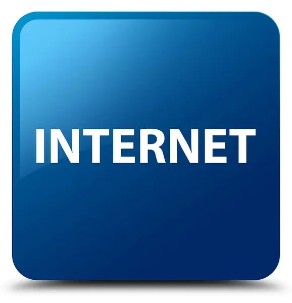 インターネットの青い正方形ボタン — ストック写真