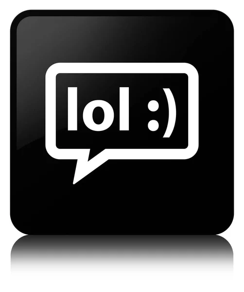笑バブル アイコン黒い正方形ボタン — ストック写真