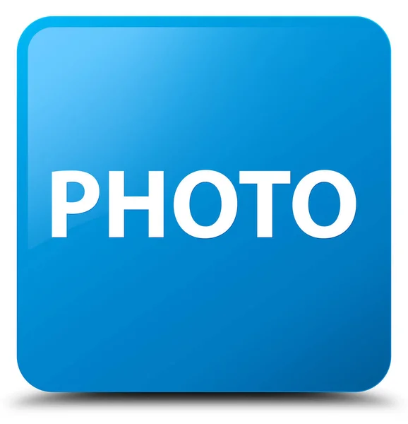 Photo cyan blue square button — Stock Photo, Image