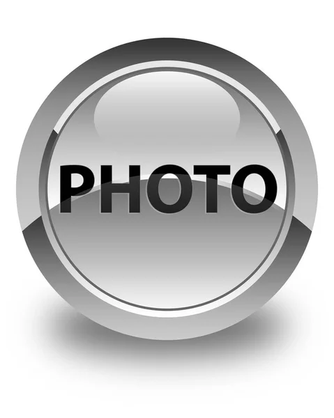 Photo glossy white round button — Stock Photo, Image