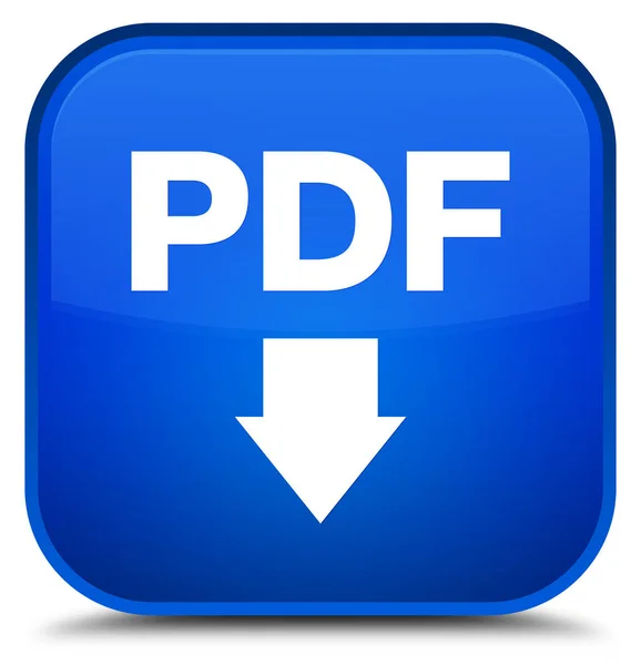 Ícone de download PDF botão quadrado azul especial — Fotografia de Stock