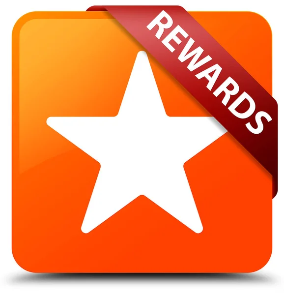 Rewards (star icon) orange square button red ribbon in corner — Stock Photo, Image