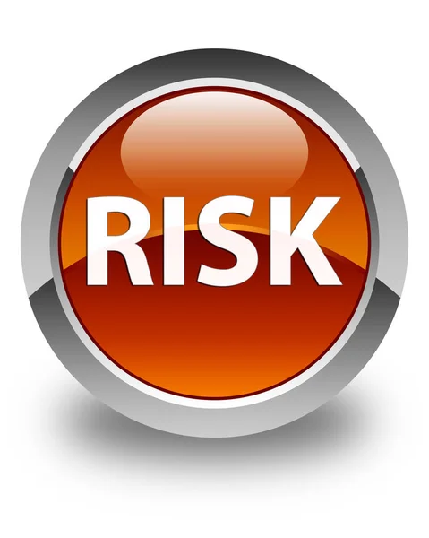 Risk glossy brown round button — Stock Photo, Image