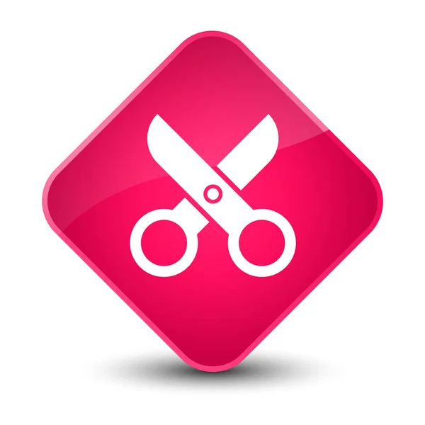 Nożyczki ikony przycisku elegancki różowego diamentu — Zdjęcie stockowe