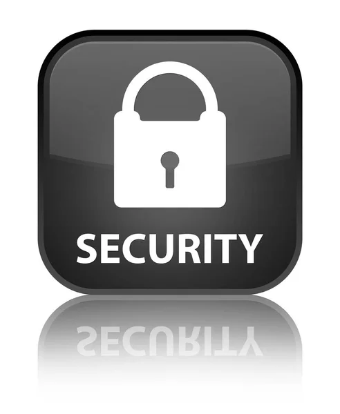 Specjalne czarny przycisk kwadratowy zabezpieczeń (ikona kłódki) — Zdjęcie stockowe