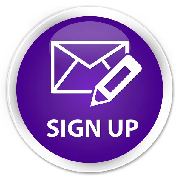 Sign up (edit mail icon) premium purple round button