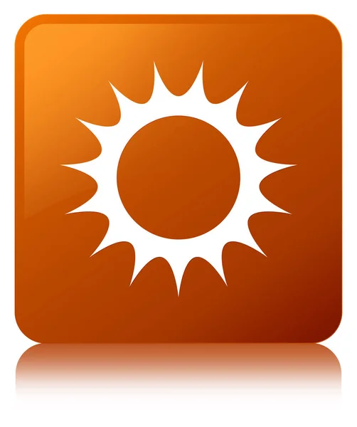 Ícone de sol botão quadrado marrom — Fotografia de Stock