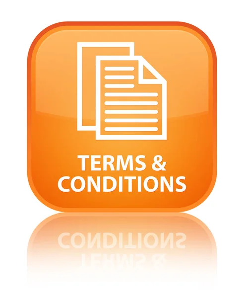 Términos y condiciones (icono de páginas) botón cuadrado naranja especial Fotos de stock libres de derechos