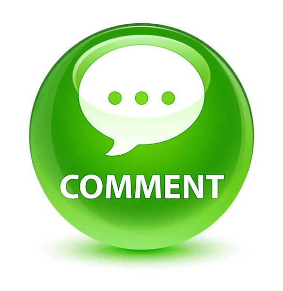 Comment (conversation icon) glassy green round button — Stock Photo, Image