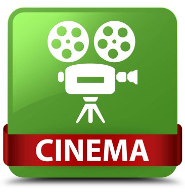 Sinema (video kamera simgesi) yumuşak yeşil kare düğme kırmızı kurdele ben