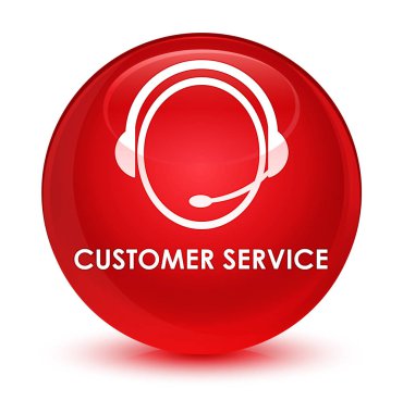 Müşteri hizmeti (müşteri bakım simgesi) cam gibi kırmızı yuvarlak düğmesi