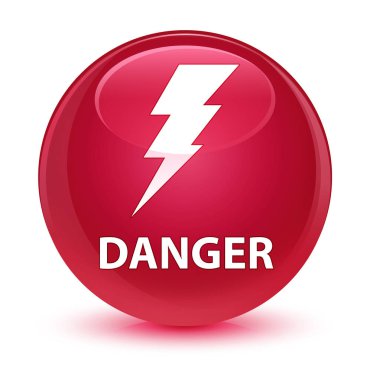 Tehlike (elektrik simgesi) cam gibi pembe yuvarlak düğmesi