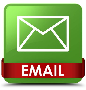 E-posta yumuşak yeşil kare düğme kırmızı kurdele orta