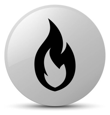 Yangın alev simgesi Beyaz yuvarlak düğmesi