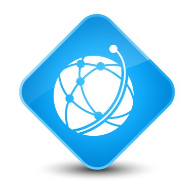 Küresel ağ kutsal kişilerin resmi zarif camgöbeği mavi elmas düğme