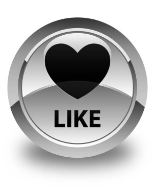 (Kalp simgesi gibi) parlak beyaz yuvarlak düğmesi