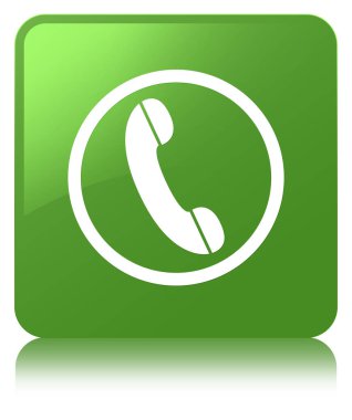 Telefon simgesi yumuşak yeşil kare düğme