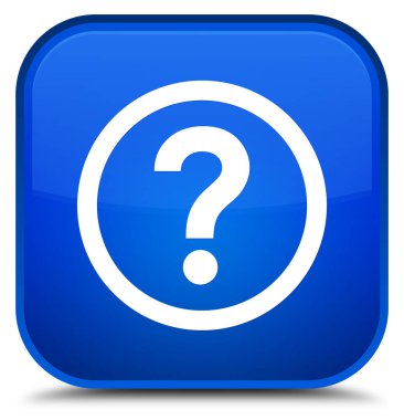 Soru simgesi özel mavi kare düğme