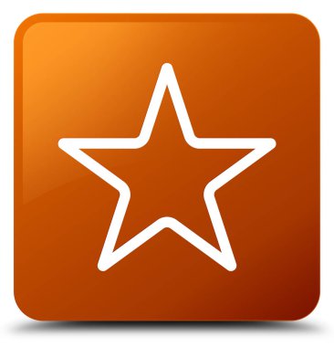 Yıldız simgesi kahverengi kare düğme