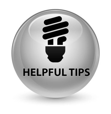 Yararlı ipuçları (ampul simgesi) cam gibi beyaz yuvarlak düğmesi