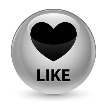 (Kalp simgesi gibi) cam gibi beyaz yuvarlak düğmesi