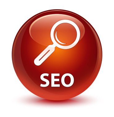 SEO camsı kahverengi yuvarlak düğmesi