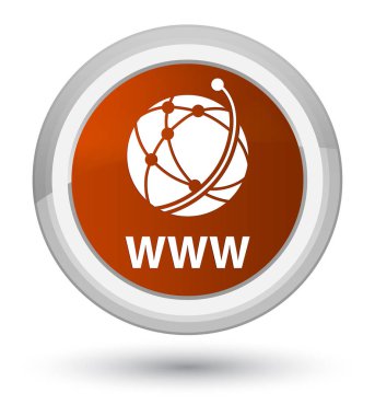 Www (küresel ağ simgesini) asal kahverengi yuvarlak düğmesi