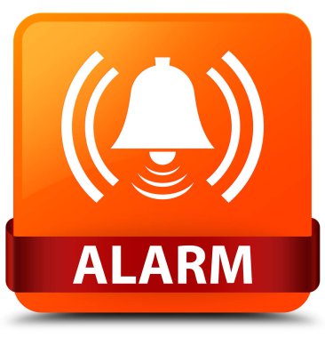 Alarm (zil simgesini) turuncu kare düğme kırmızı kurdele orta