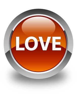 Aşk parlak kahverengi yuvarlak düğme