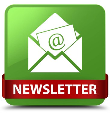 Bülten yumuşak yeşil kare düğme kırmızı kurdele orta