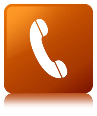 Telefon simgesi kahverengi kare düğme