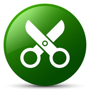 Makas simgesi yeşil yuvarlak düğmesi