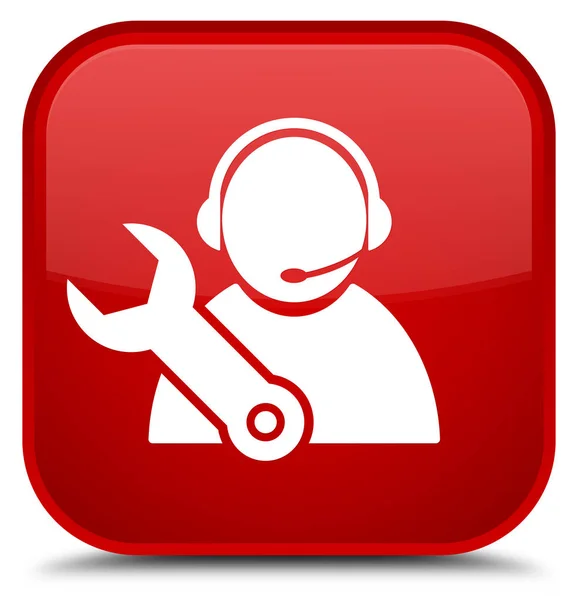 Tech support icon special red square button — Stock Photo, Image