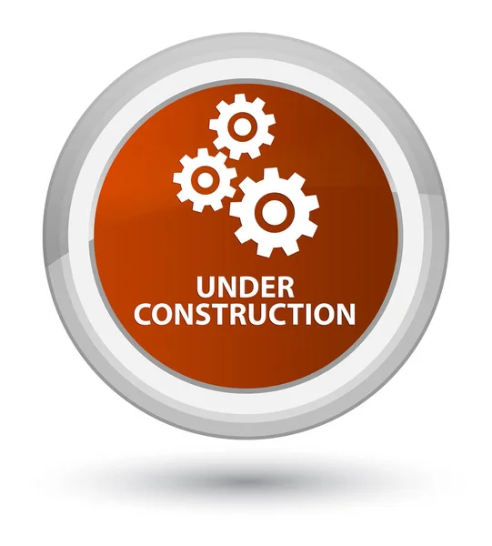 Under construction (gears icon) prime brown round button — Stock Photo, Image