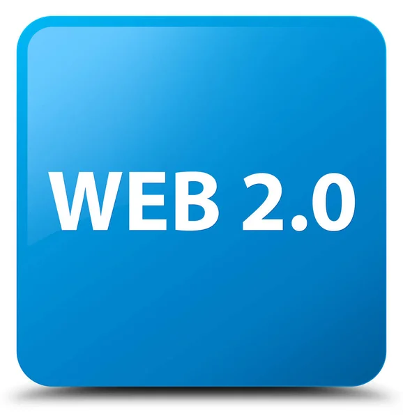 Web 2.0 cyan niebieski przycisk kwadratowy — Zdjęcie stockowe