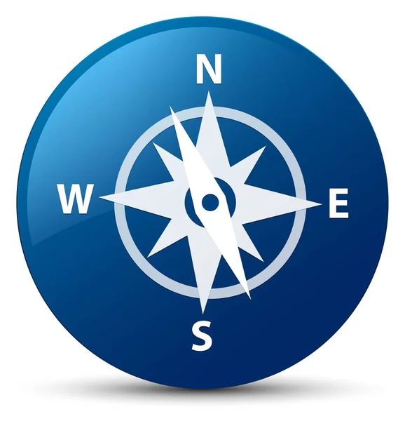 Піктограма компаса синя кругла кнопка — стокове фото