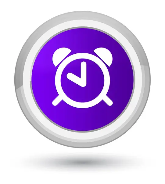Піктограма будильника просто фіолетова кругла кнопка — стокове фото