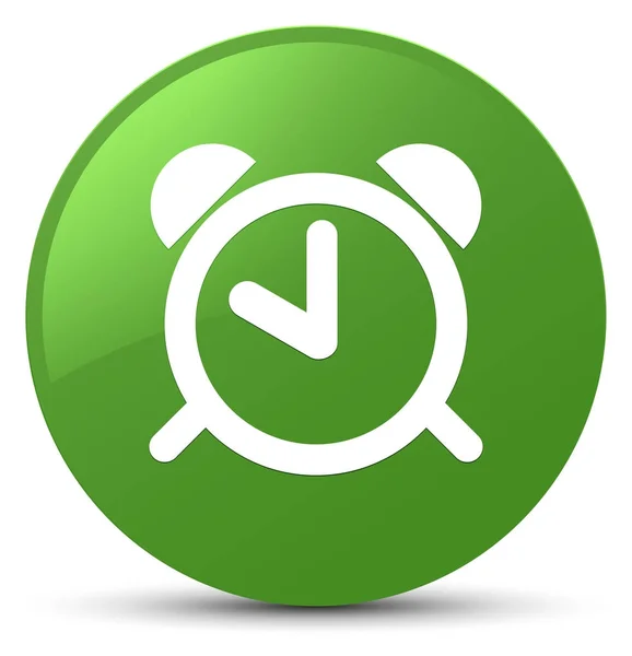 Despertador icono reloj suave botón redondo verde —  Fotos de Stock