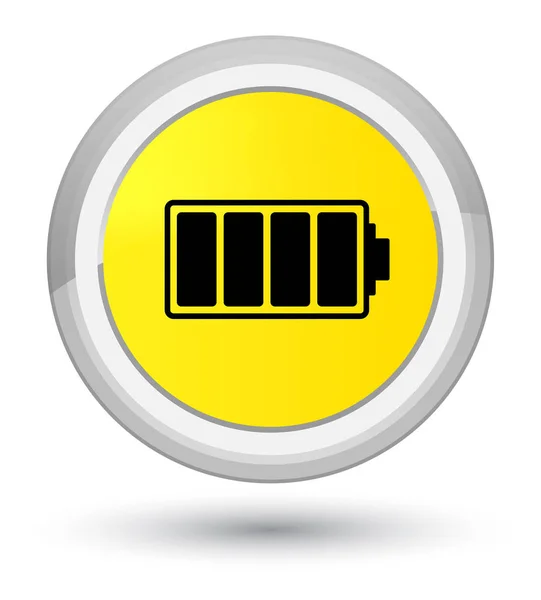 Batteri ikon prime gula runda knappen — Stockfoto