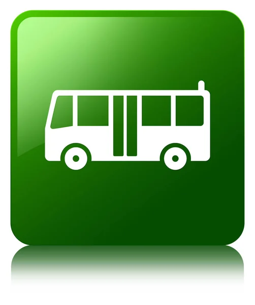 Otobüs simgesi yeşil kare düğme — Stok fotoğraf