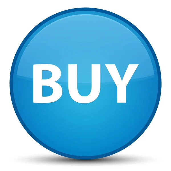Köpa särskilt cyan blå rund knapp — Stockfoto